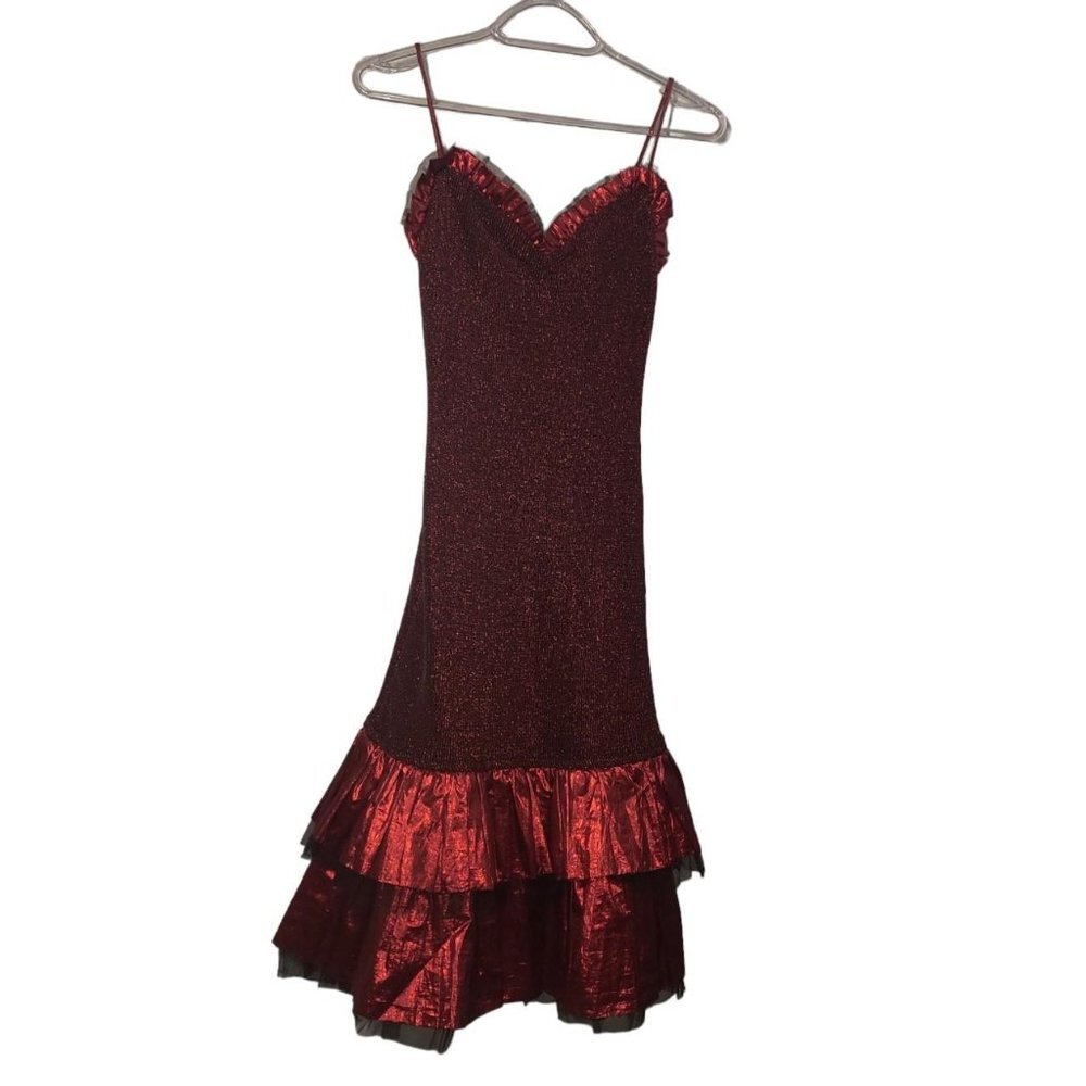 Vintage 70s New Leaf Samir Lame Red Metallic Dress ❤️❤️❤️
